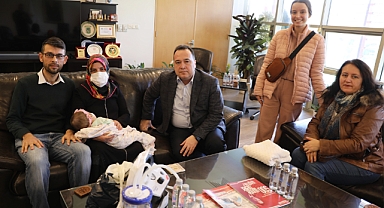 SMA'lı Ebrar bebek, Başkan Besim Dutlulu'nun misafiri oldu
