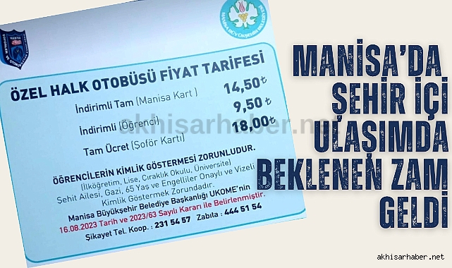 Manisa’da şehir içi ulaşımda beklenen zam geldi