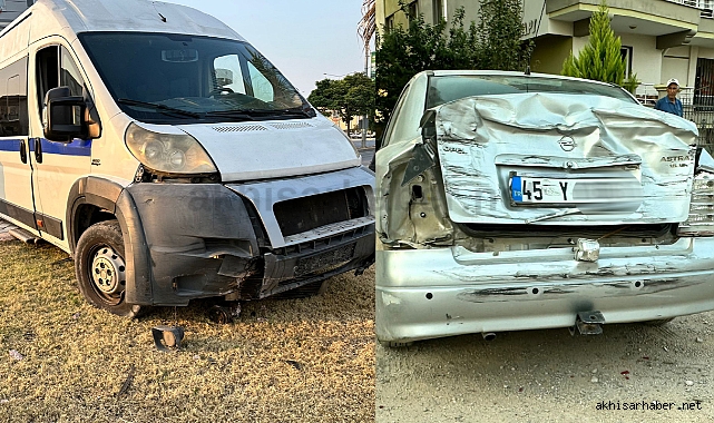 Ring yolunda virajı alamayan midibüs otomobile çarptı