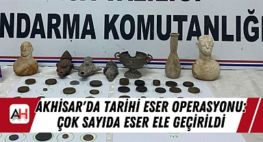 Akhisar'da tarihi eser operasyonu işte ele geçirilen heykeller...