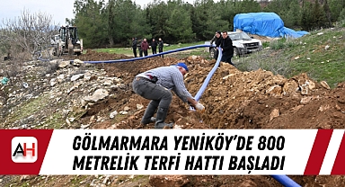 Gölmarmara Yeniköy'de 800 metrelik terfi hattı başladı