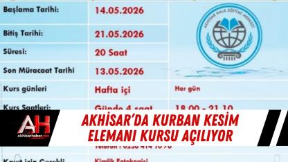 Akhisar’da Kurban Kesim Elemanı Kursu Açılıyor