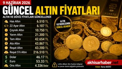 9 Haziran 2026 tarihli altın fiyatları