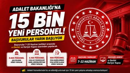 Adalet Bakanlığı 15 Bin Personel Alacak