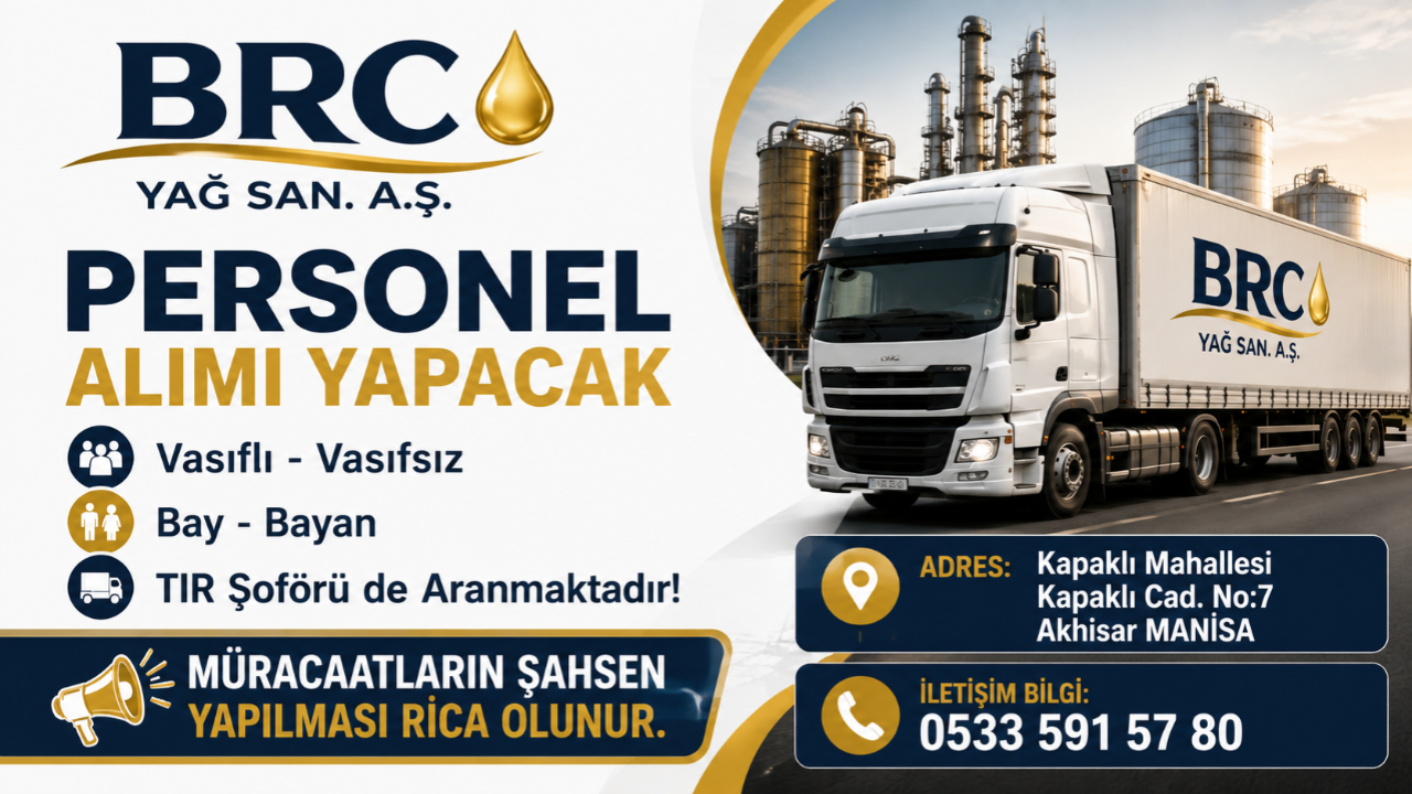 BRC Yağ Sanayi Personel Alımı Yapacak