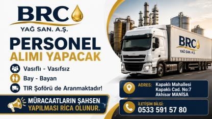 BRC Yağ Sanayi Personel Alımı Yapacak