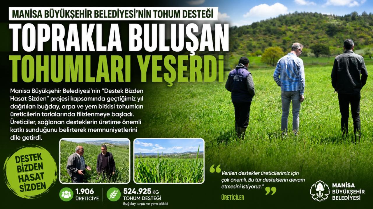 Büyükşehir’in Tohum Desteği Tarlalarda Yeşerdi