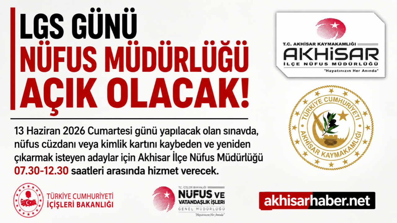 LGS Günü Nüfus Müdürlüğü Açık Olacak