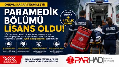 Paramedik Bölümü Artık 4 Yıllık Oldu