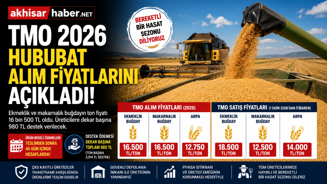 TMO 2026 hububat alım fiyatlarını açıkladı