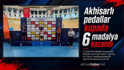 Akhisarlı pedallar puanlı pist bisikleti kupasında 6 madalya kazandı